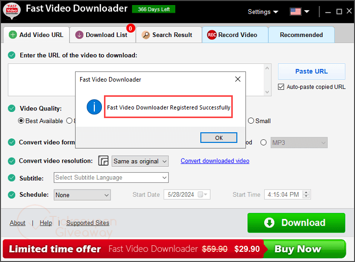 fast video downloader registered successfully fast video downloader registered successfully