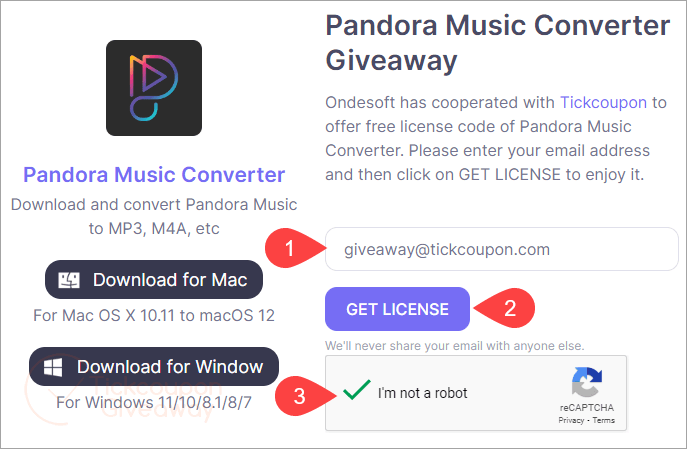 ondesoft pandora music converter giveaway