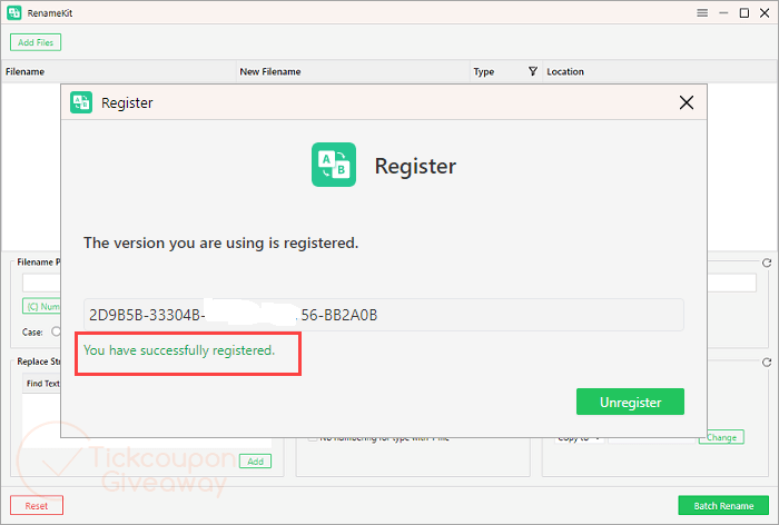 successfully registered renamekit