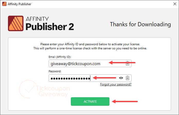 activate affinity publisher