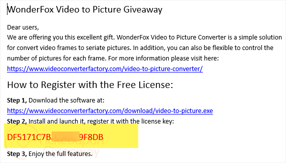 get wonderfox video to picture converter code