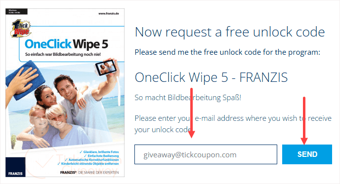 franzis oneclick wipe giveaway page