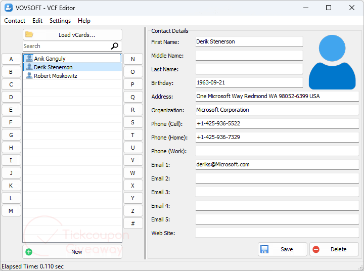 Vovsoft VCF Editor License Free