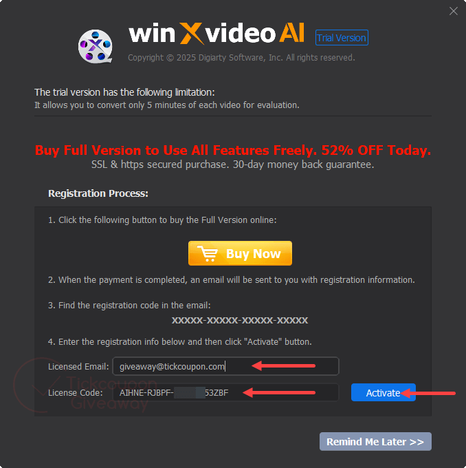 activate winxvideo ai key