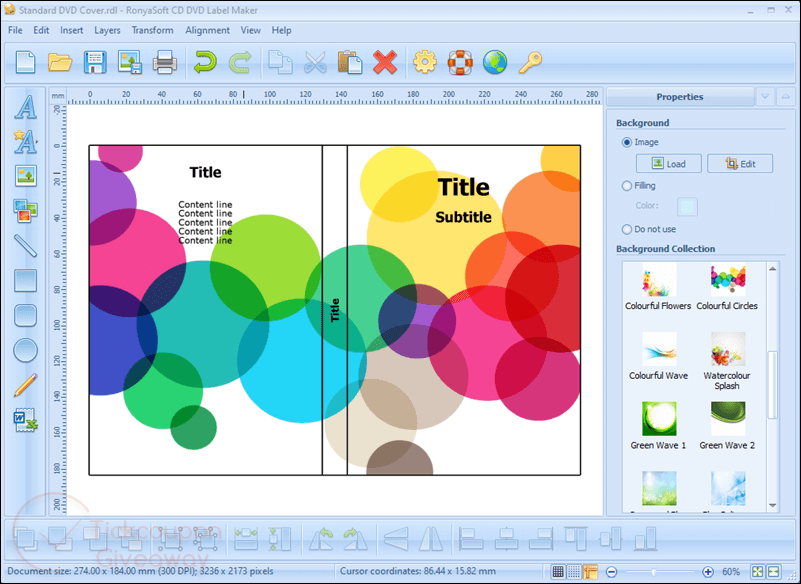 ronyasoft cd dvd label maker screenshot