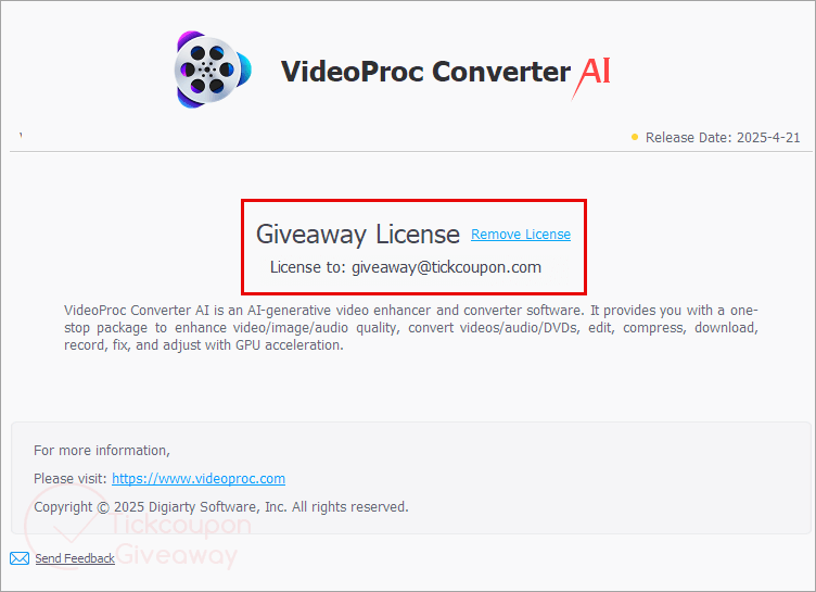 videoproc converter ai giveaway license key videoproc converter ai giveaway license key